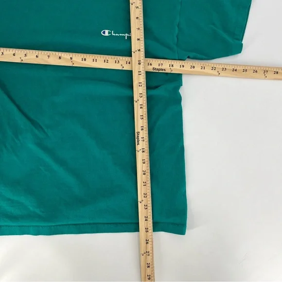 Vintage Champion Shirt Men Large Teal Green Short Sleeve 1980s USA Logo Spellout - Picture 9 of 10